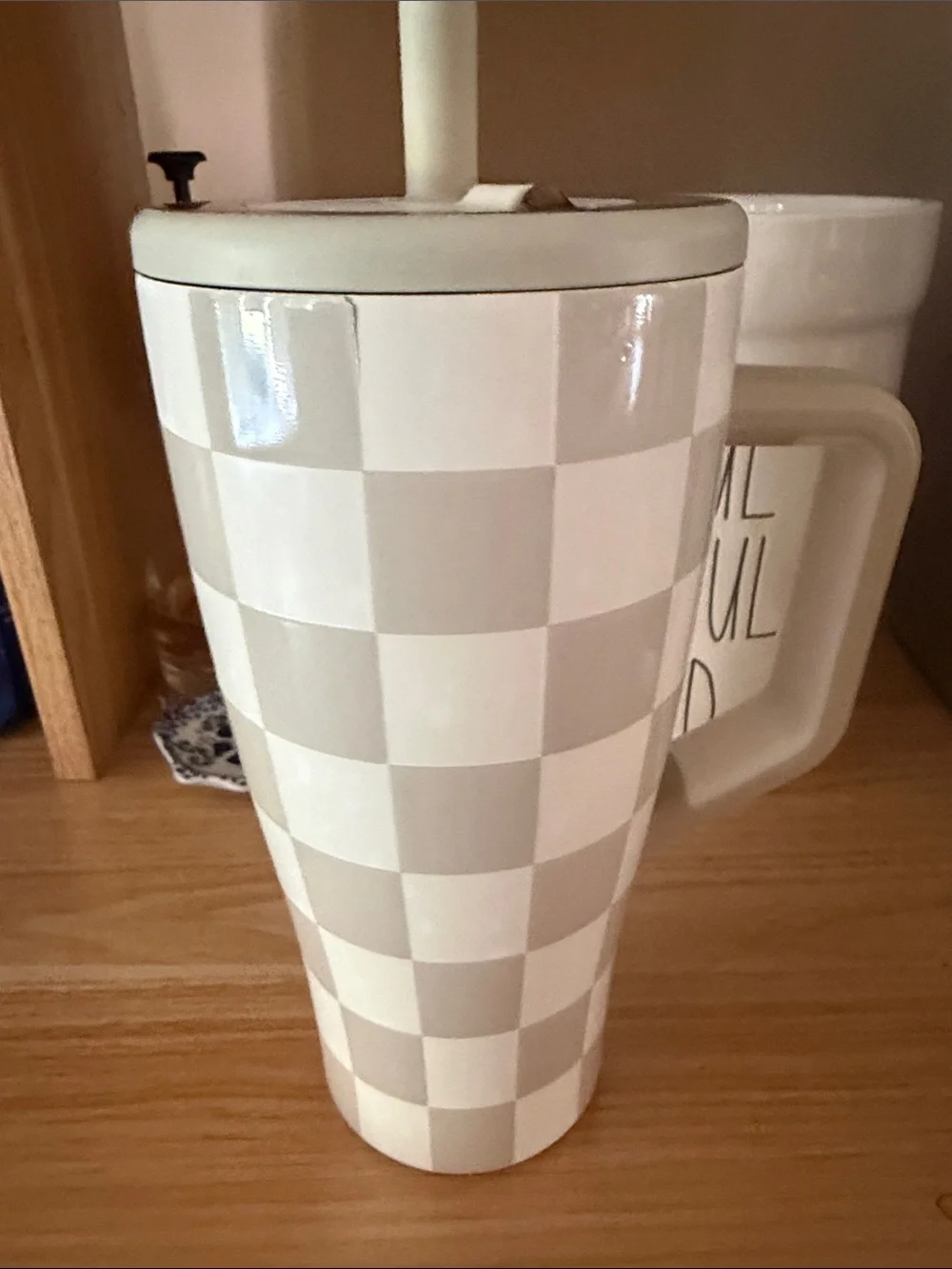 BrüMate Gray & White Checkered Travel Mug with Handle